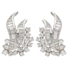 Boucles d'oreilles vintage en platine et diamants naturels Boucles d'oreilles design en diamants naturels