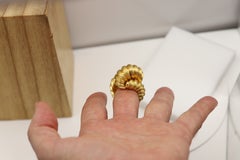 Henry Dunay 18k Yellow Gold Rope Twist Knot Ring Vintage cocktail style size 8.5