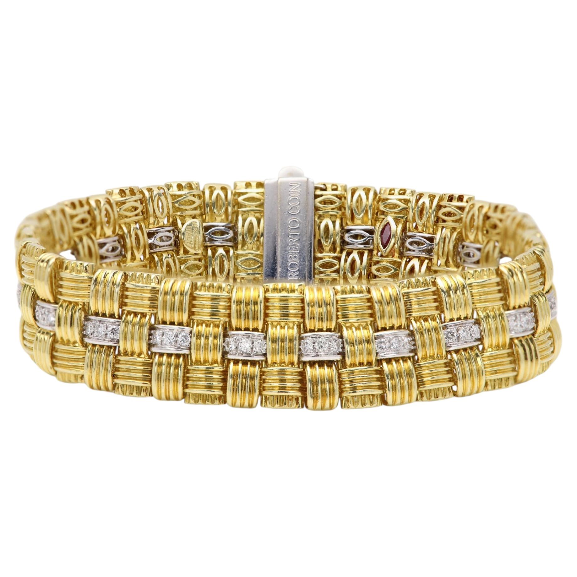 Roberto Coin Love In Verona Diamond 18K Yellow Gold Band Ring For Sale ...
