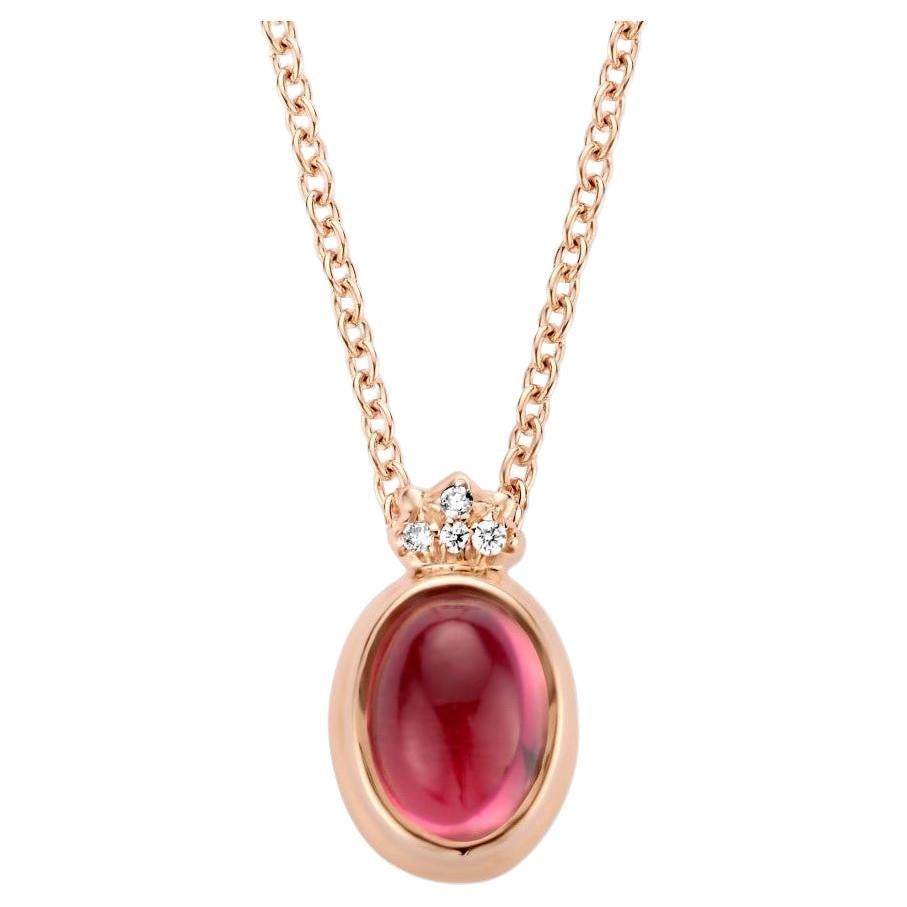 0.97Ct Pink Tourmaline 18K Rose Gold Diamond Pendant Necklace For Sale
