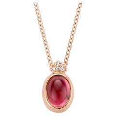 0.97Ct Pink Tourmaline 18K Rose Gold Diamond Pendant Necklace