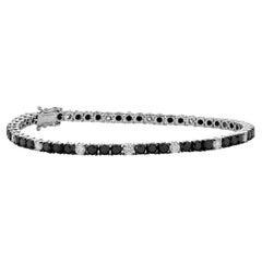 Bracelet tennis en or blanc avec diamants noirs naturels de 5,99 carats 