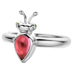 Anello moderno con tormalina rosa in oro bianco 18 carati