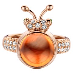 Mandarin Garnet Diamond 18 Karat Rose Gold Modern Ring