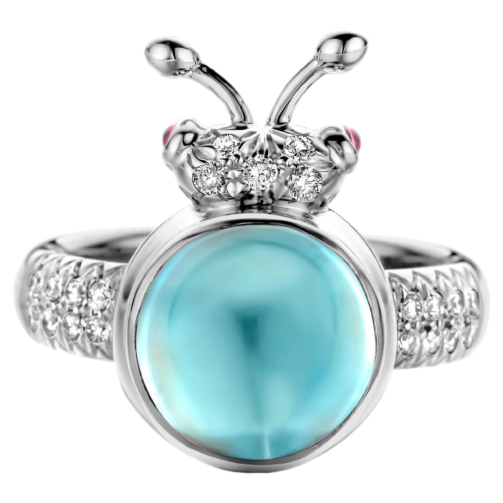 Aquamarine Diamond 18 Karat White Gold Modern Ring