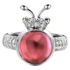 Pink Tourmaline Diamond 18 Karat White Gold Modern Ring
