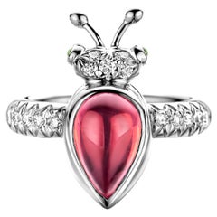 Pink Tourmaline Diamond 18 Karat White Gold Modern Ring