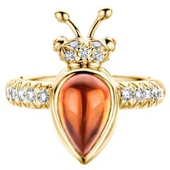 Mandarin Garnet Pink Tourmaline Yellow Gold Diamond Modern Ring