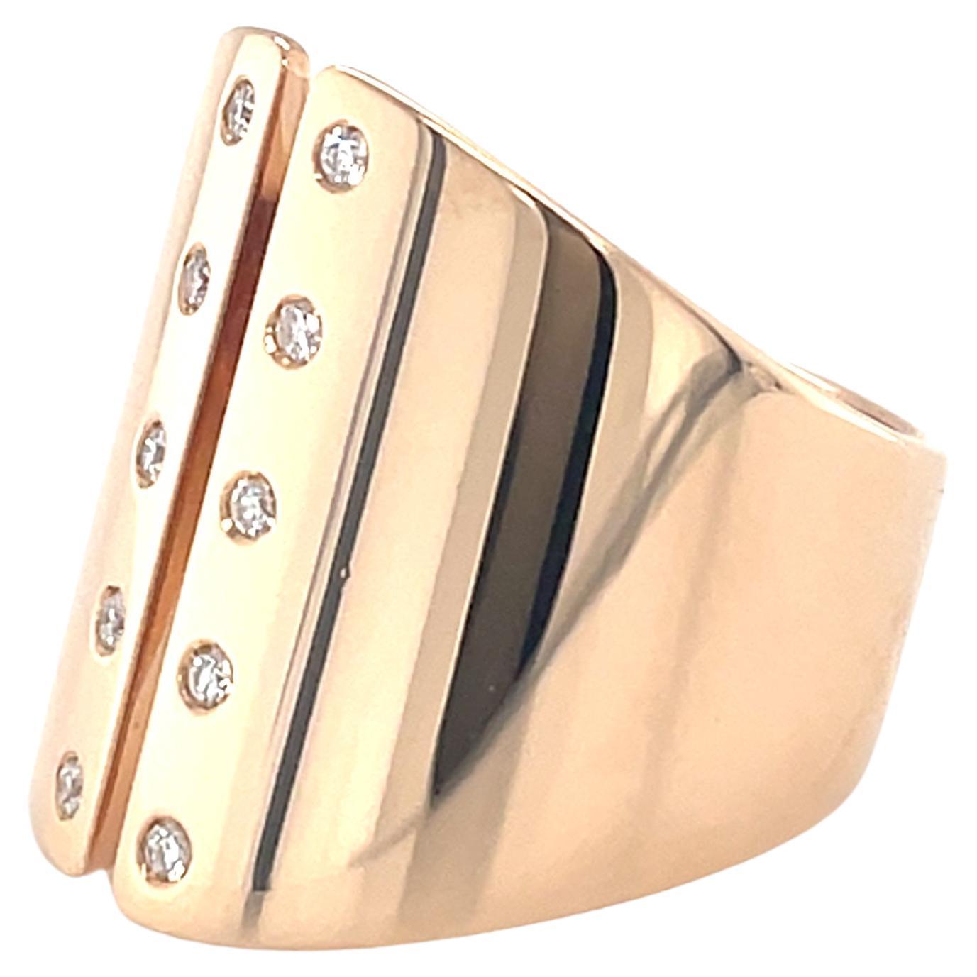18 Karat Rose Gold Diamond Band Ring For Sale