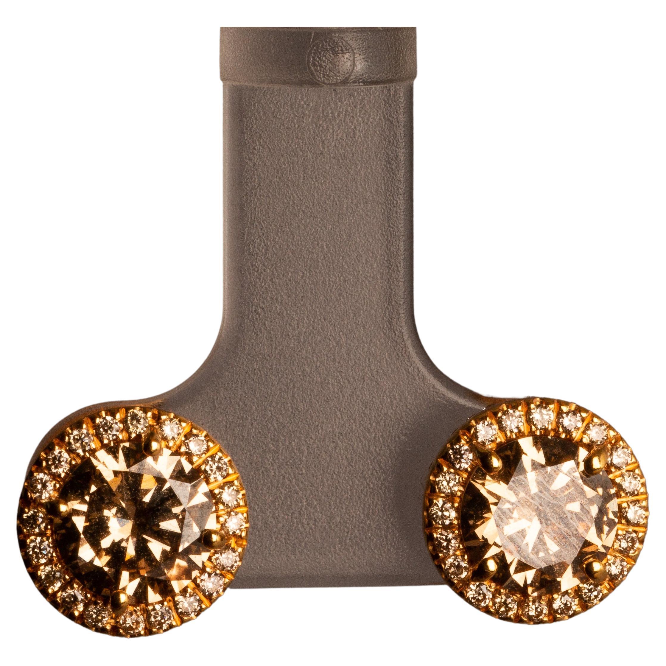 18 Karat Yellow Gold Diamond Stud Earrings