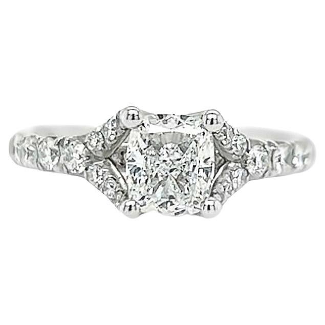 18 Karat White Gold Cushion Diamond "ANNIVERSARY" Ring For Sale