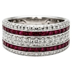 TIMELESS Ring aus 18 Karat Weißgold mit Rubin und Diamanten