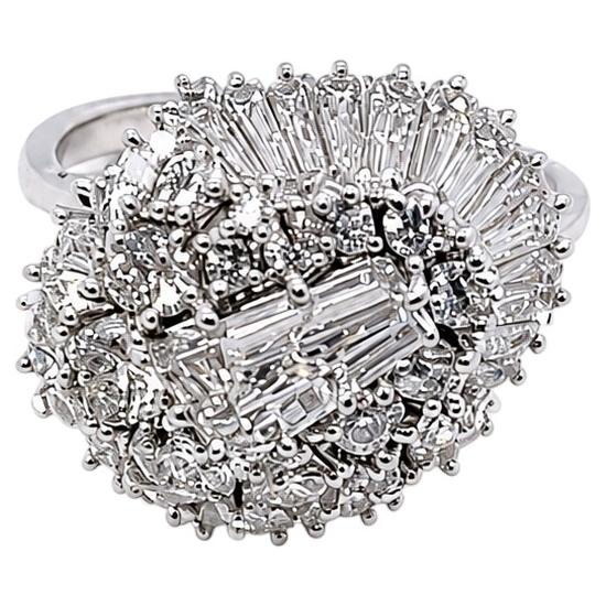 ART DECO 18K white gold white diamonds cocktail ring For Sale
