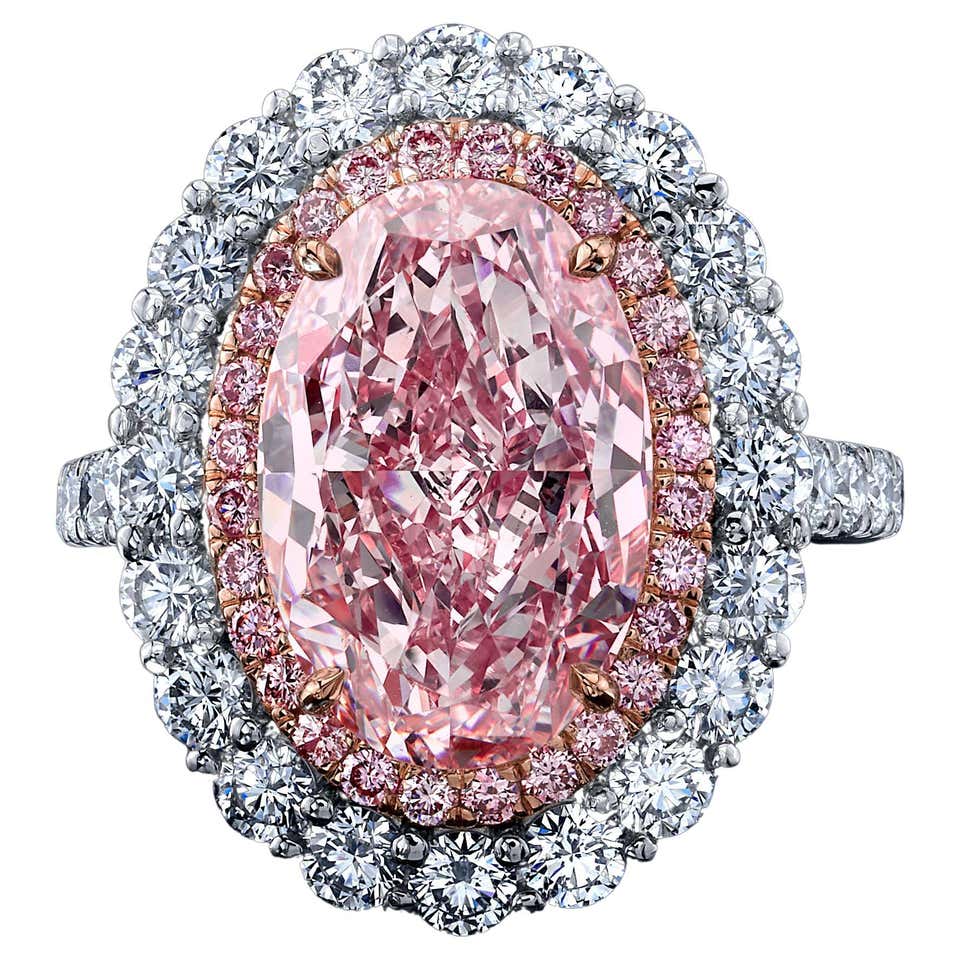 GIA Certified, Rare and Large 6.11ct Oval Fancy Pink Diamond Ring For ...