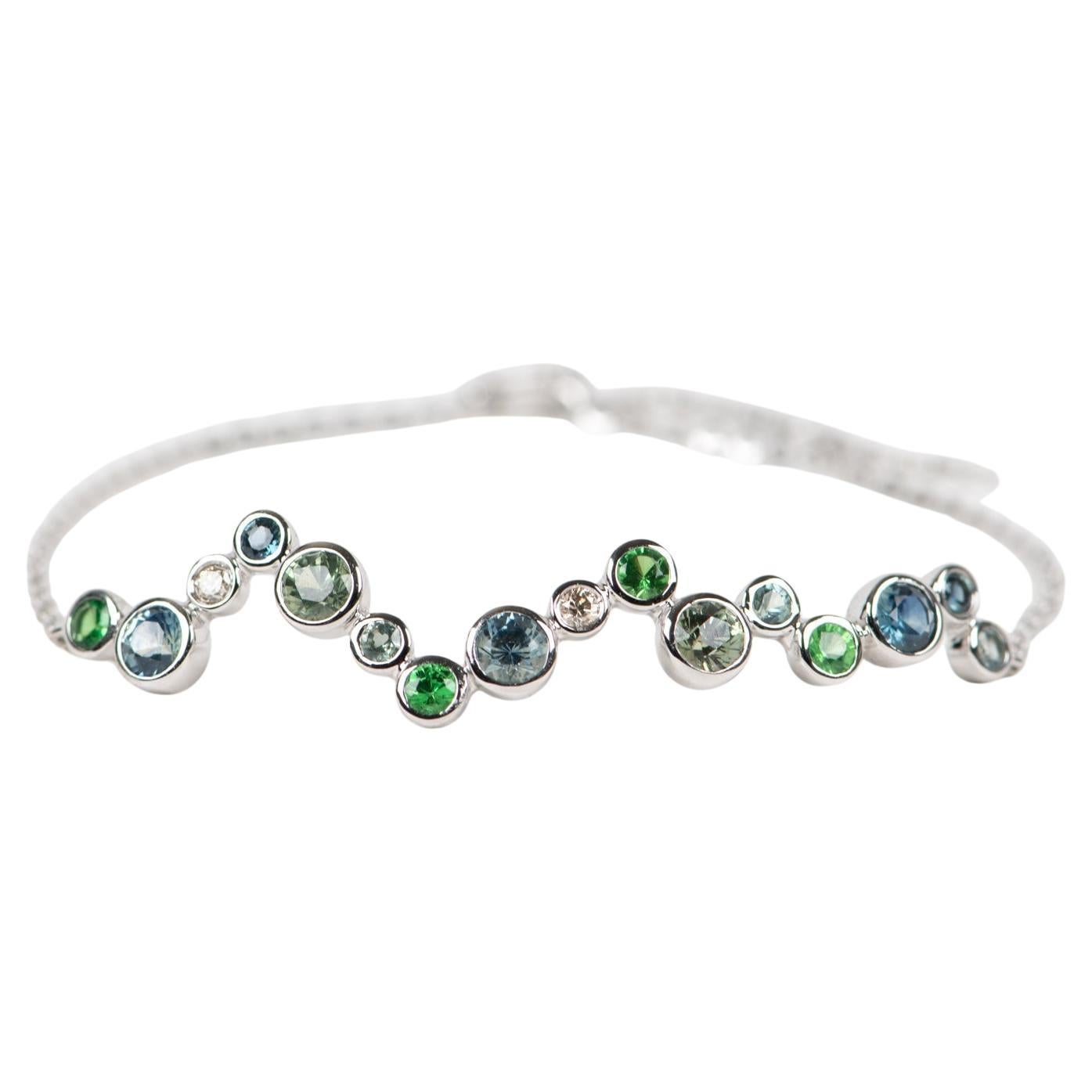 Montana Sapphire and Diamond Bubbles Bracelet 14K Gold R2105 For Sale