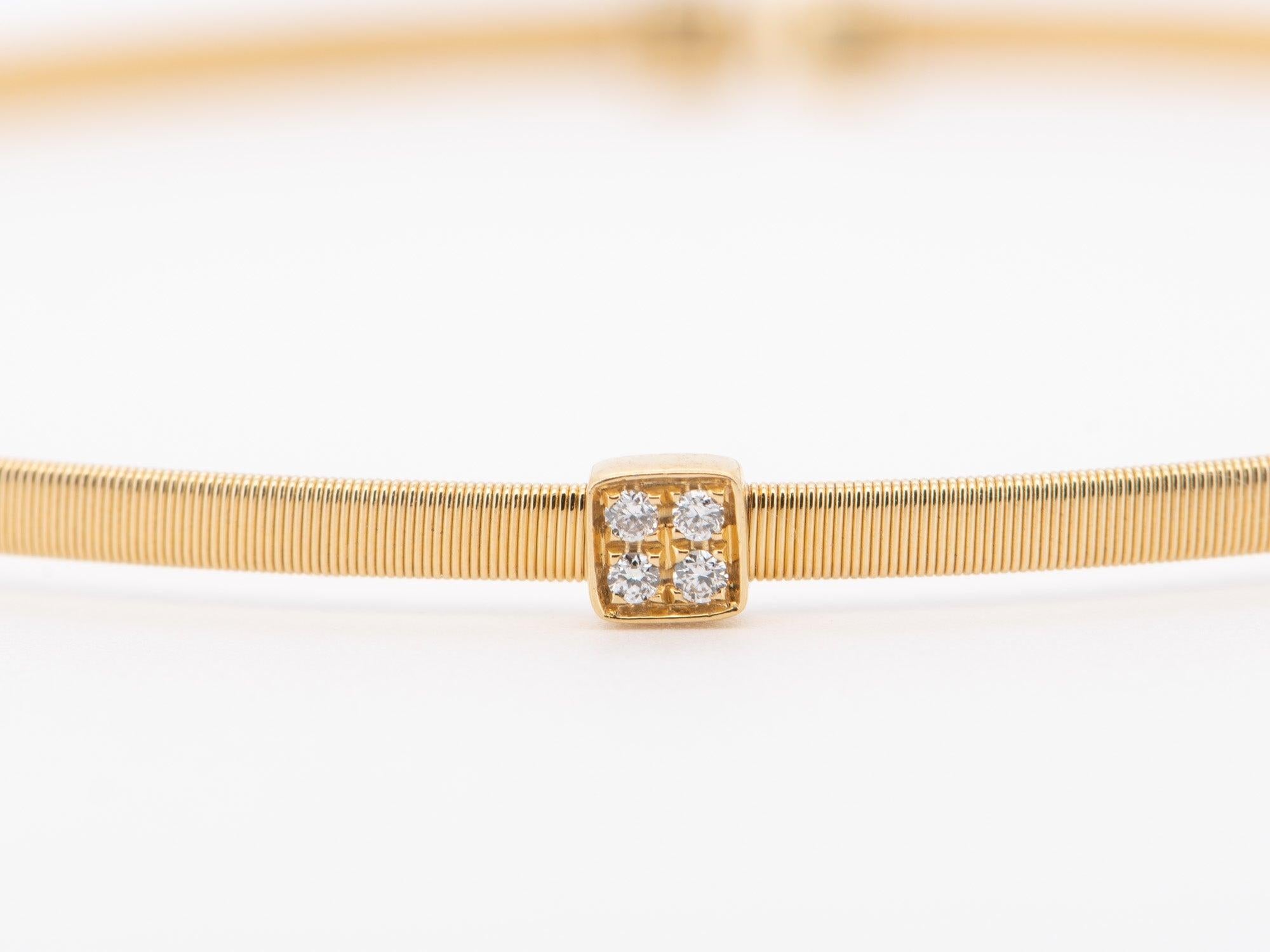 ♥ 18K Gold Woven Wire Bangle Open End Flexible with Diamonds 7