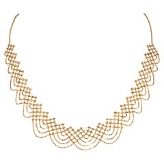 18K Gold Filigree Bead Lace Edge Necklace 5.3g R4577
