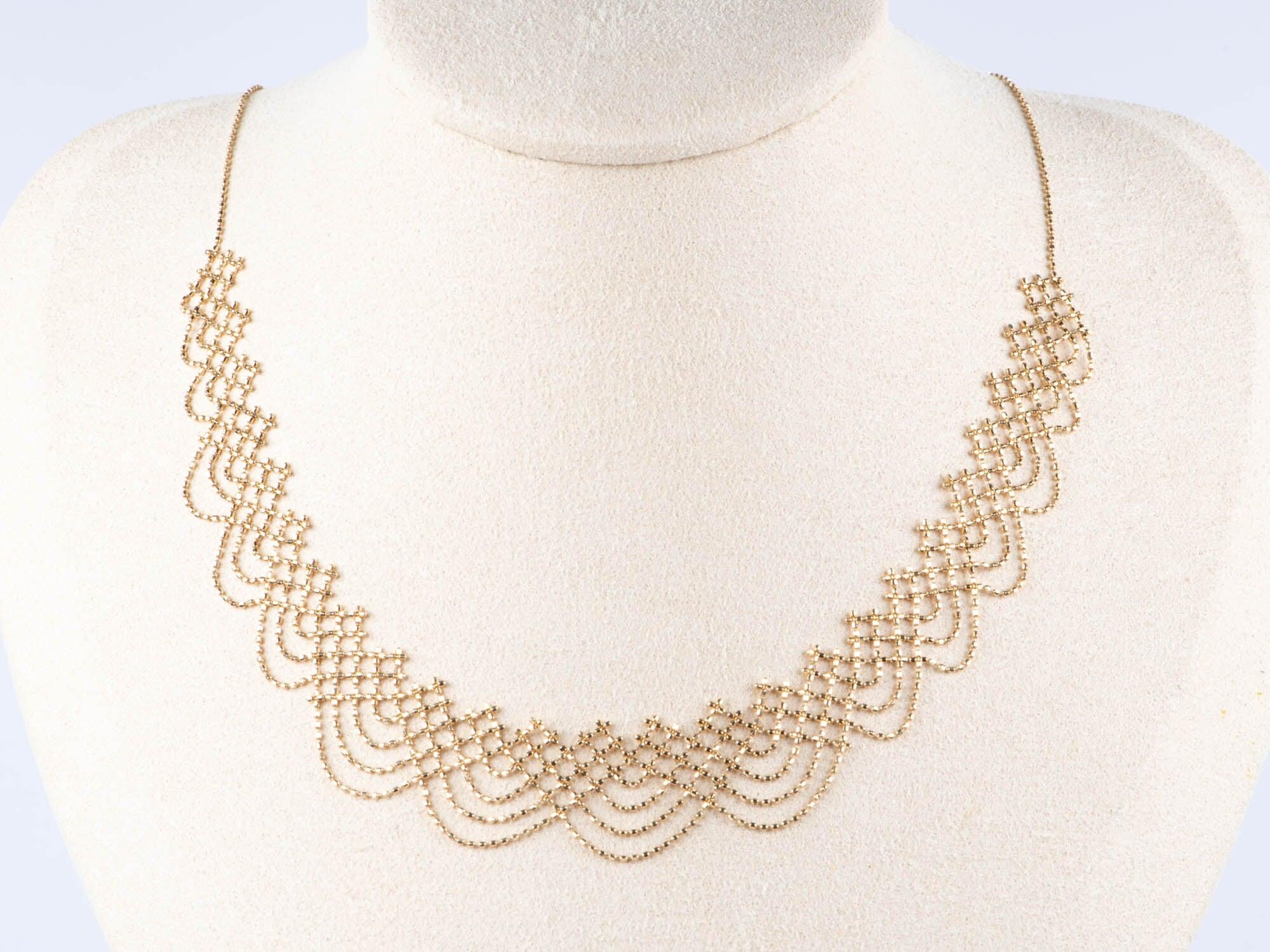 Collana con bordo in pizzo in filigrana d'oro 18K 5,3 g R4577 In condizioni Nuovo in vendita a Osprey, FL