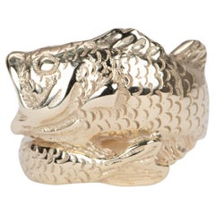 Carved Fish Wrap Finger Unique Ring 14K Gold 8.5g R6551