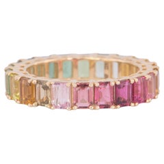 5ct Full Eternity Rainbow Tourmaline Wedding Band 14K Gold R6601