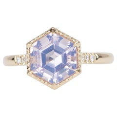 Anello di fidanzamento con castone in quarzo lavanda da 2,19 carati in oro 14K R6582