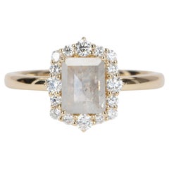1.39ctw Opalescent Natural Diamond with Halo Engagement Ring 14K Gold R6573