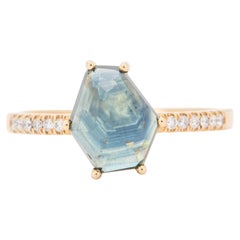 14K Gold 2.69ct Freeform Montana Sapphire Engagement Ring R6850