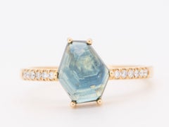 14K Gold 2.69ct Freeform Montana Sapphire Engagement Ring R6850