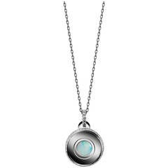 Round-Cut Opal Diamond October Birthstone Pendant 9