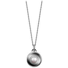 Round-Cut Off White Pearl Diamond June Birthstone Pendant 10