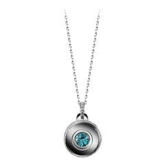 Round Brilliant-Cut Aquamarine and Diamond March Birthstone Pendant 8