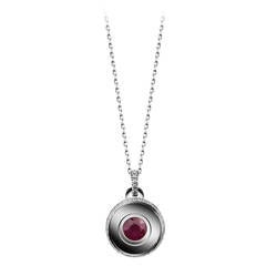Round Brilliant- Cut Ruby and Diamond July Birthstone Pendant 4