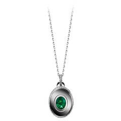 Oval-Cut Emerald Diamond May Birthstone Pendant 9