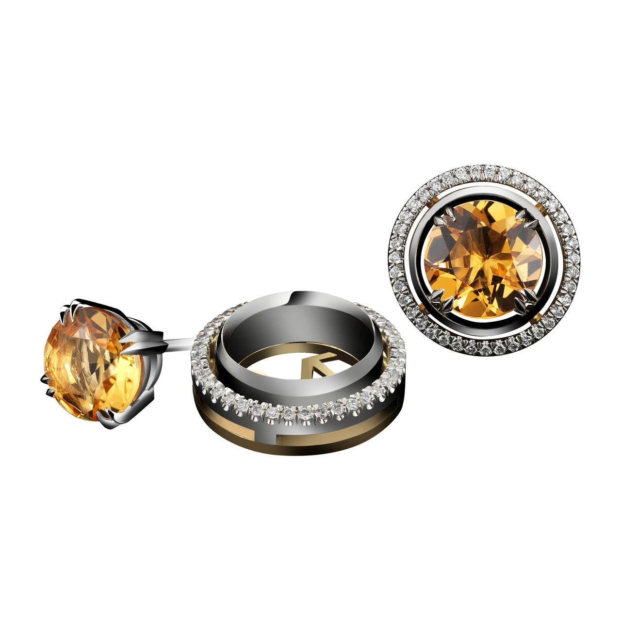 *Please contact us for more information on this piece or on creating your own Alexandra Mor custom Design.

A pair of Alexandra Mor studs with Round Yellow Citrine at 3.40 total carat weight accompanied by Diamond earring jackets detailed with