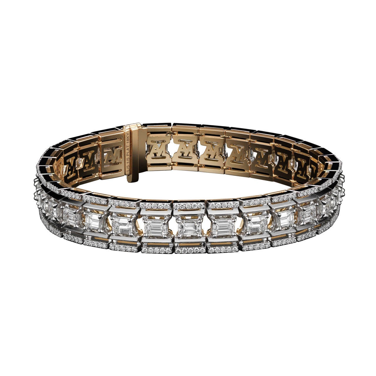 Alexandra Mor Emerald-Cut Platform Diamond Bracelet