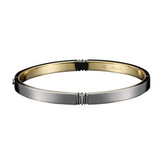 Alexandra Mor Oval-Shaped Narrow Black Diamond Gold Platinum Cuff