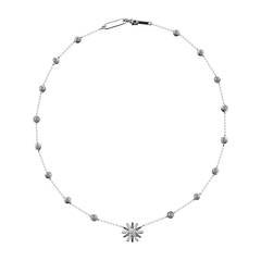 Diamond Platinum Snowflake Pendant and Bezel-Set Diamonds Necklace 7