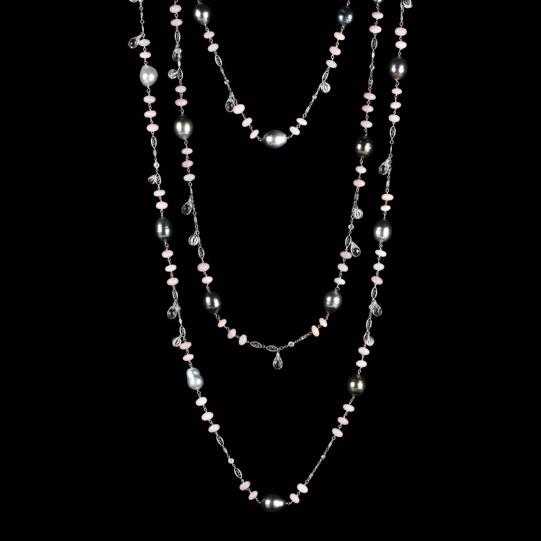 *Please contact us for more information on this piece or on creating your own custom Alexandra Mor Design. 

An Alexandra Mor extra long sixty-eight inch sautoir necklace featuring 18 Round Brilliant-cut Diamonds weighing 2.05 Cts., G VS color and