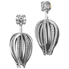 Alexandra Mor Petite Curved Waist Diamond Gold Platinum Earrings