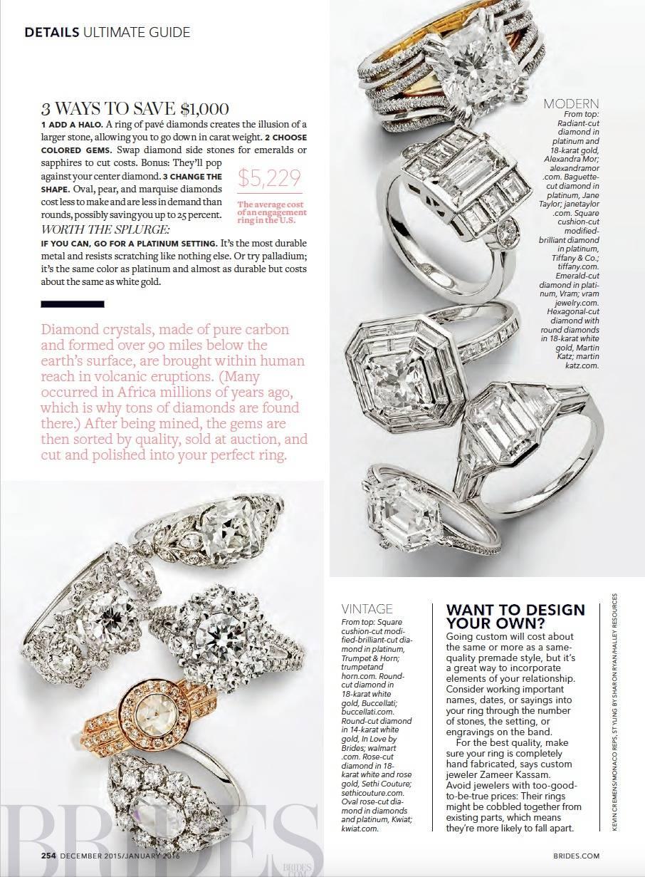 Women's or Men's Alexandra Mor Double-Shank Floating Radiant-Cut Diamond Gold Platinum Ring For Sale