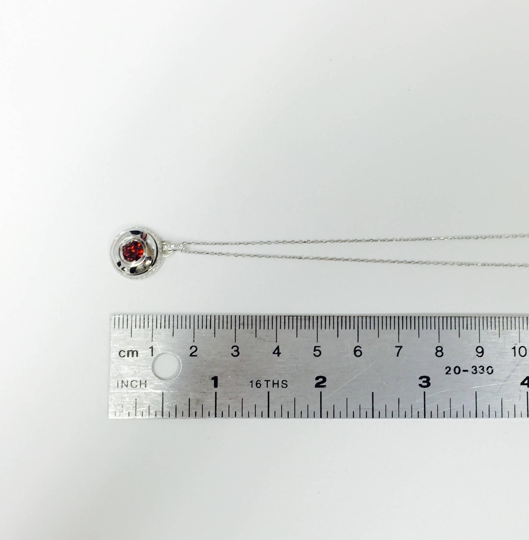 Alexandra Mor Round Brilliant-Cut Garnet and Diamond January Birthstone Pendant In New Condition For Sale In New York, NY