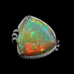 Alexandra Mor 13.07 Carat Checkerboard - Harlequin Opal and Diamond Ring
