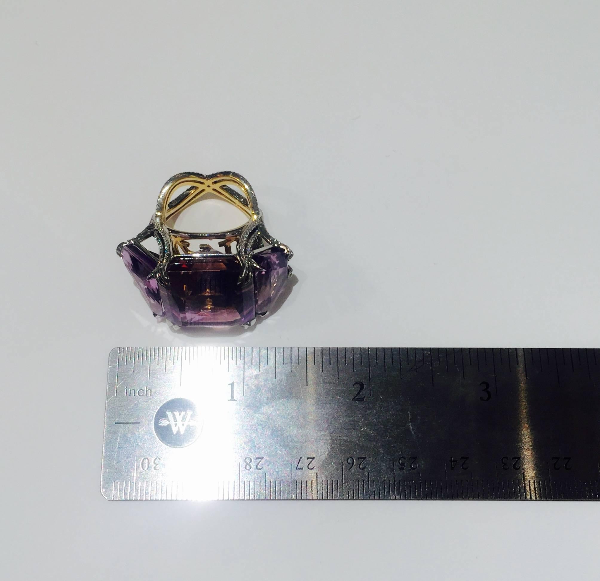 A One-of-A-Kind Alexandra Mor Asymmetrical Bi-Color Ametrine & Diamond Ring In New Condition In New York, NY