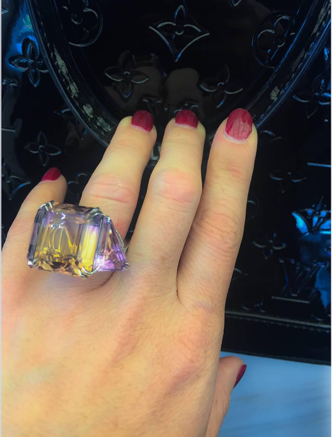 A One-of-A-Kind Alexandra Mor Asymmetrical Bi-Color Ametrine & Diamond Ring 2