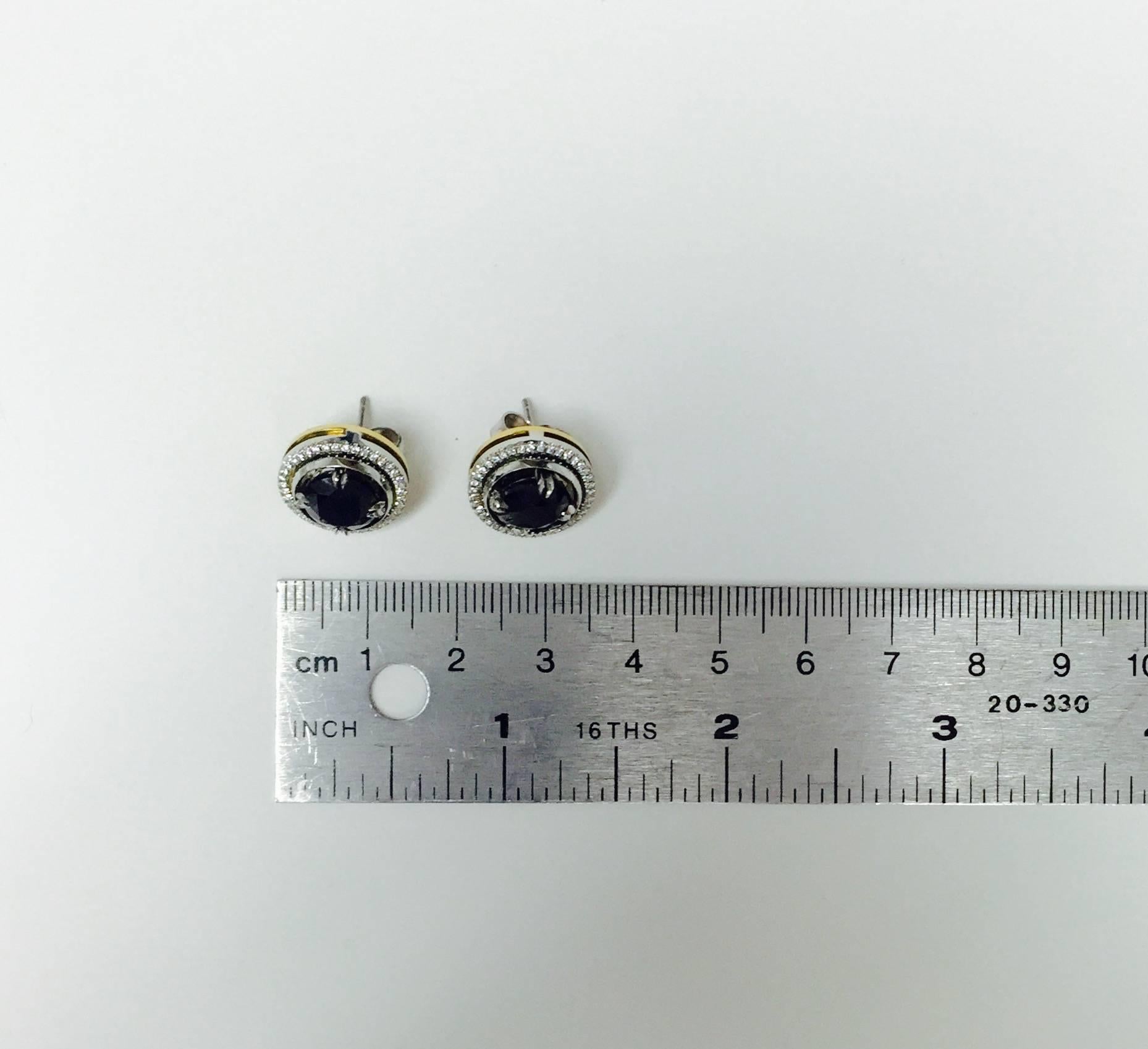 Contemporary Alexandra Mor Black Diamond Stud Earrings and Diamond Earring Jackets