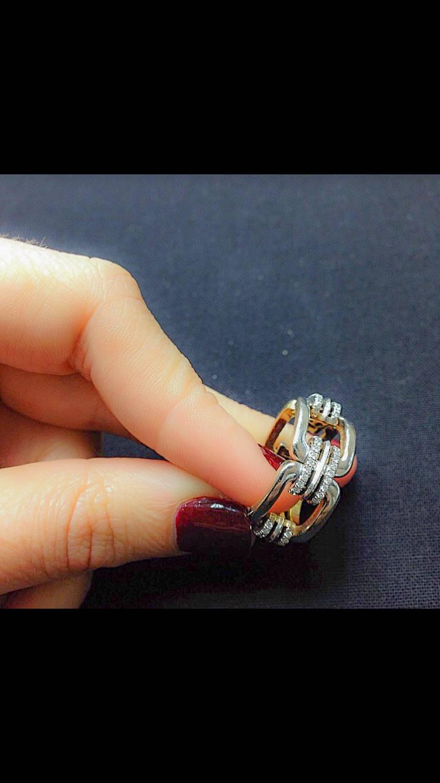 Contemporary Alexandra Mor Flexible Chain Link Diamond Gold Ring