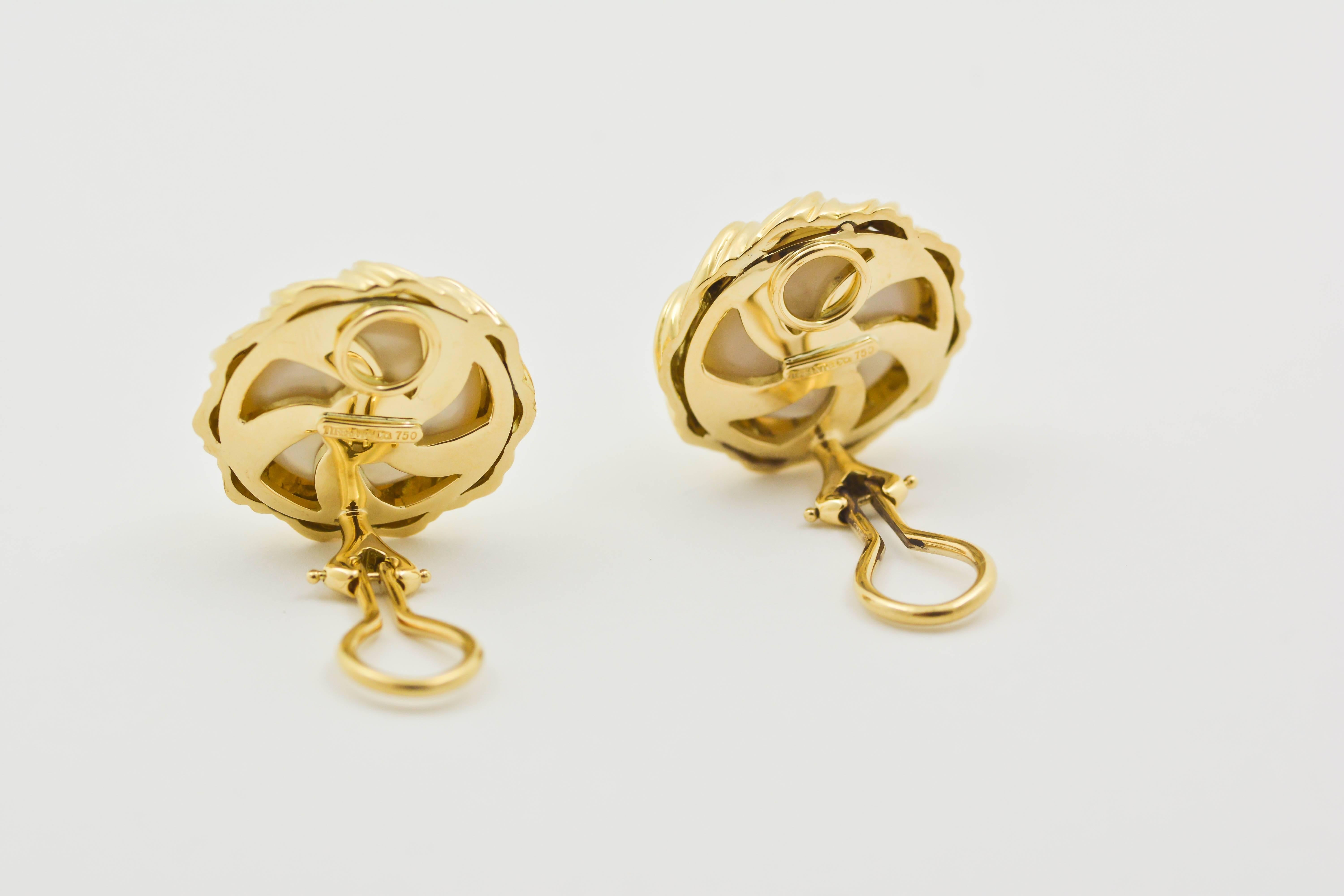 Modern Tiffany & Co. Mabe Pearl Gold Earrings