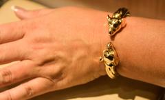 Two Color Gold Hinged Elephant Bracelet