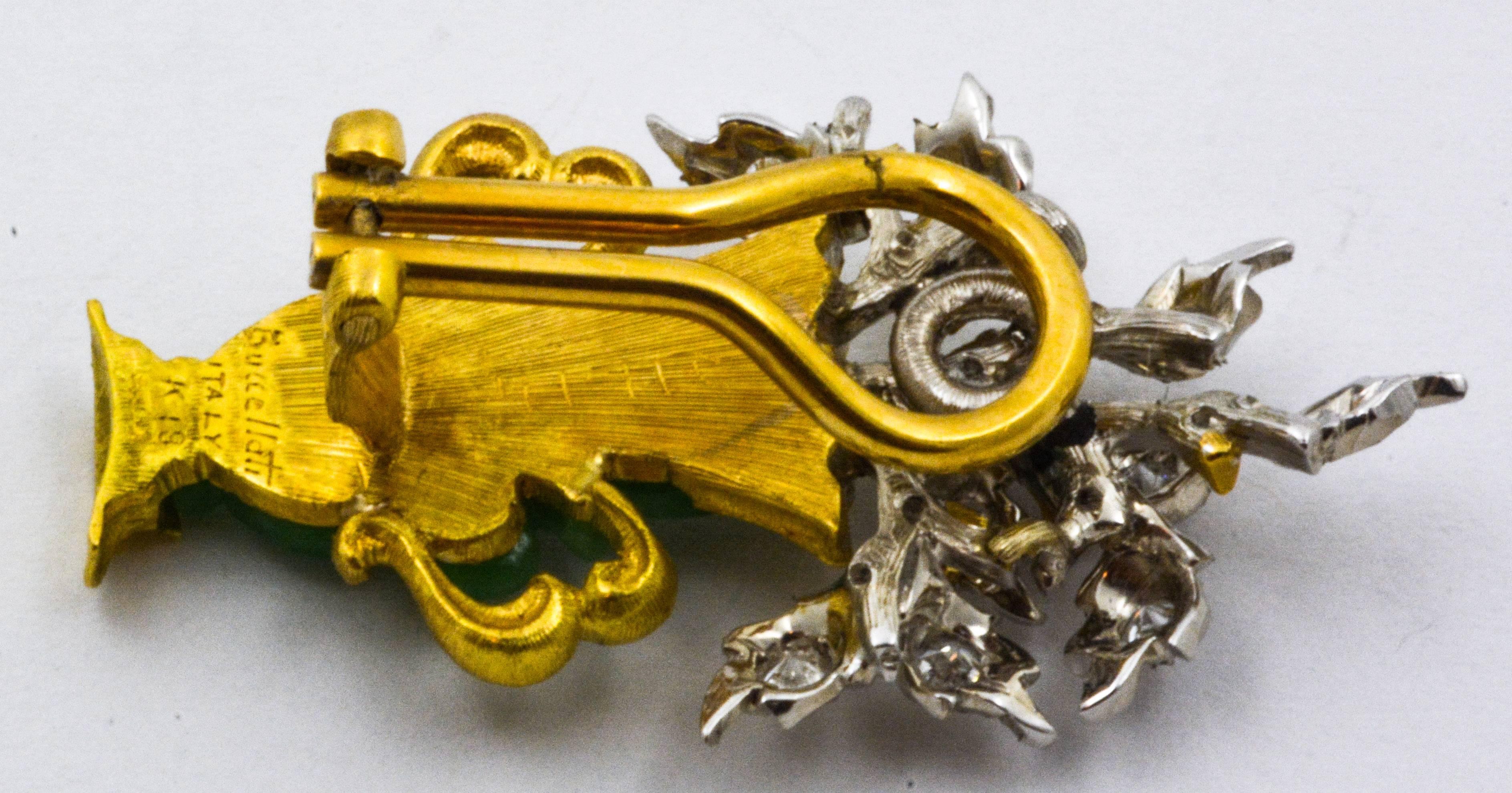 Art Nouveau Buccellati Jade Diamond Gold Earrings