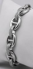 Classic Pave Diamond Gold Anchor Link Bracelet